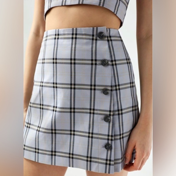 Aritzia Sunday Best Grey Plaid Mini Skirt Size 4 Women’s Yuri Skirt - Picture 2 of 10